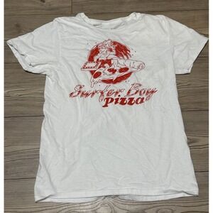 Surfer Boy Pizza" T-shirt Netflix Stranger Things White Sz Medium